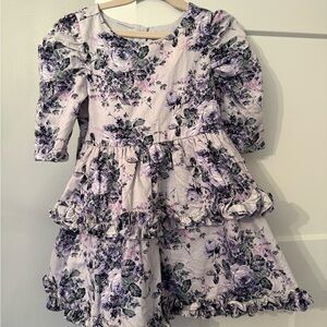Janie and Jack Purple Ruffled Tiered Dress with Puff Sleeves